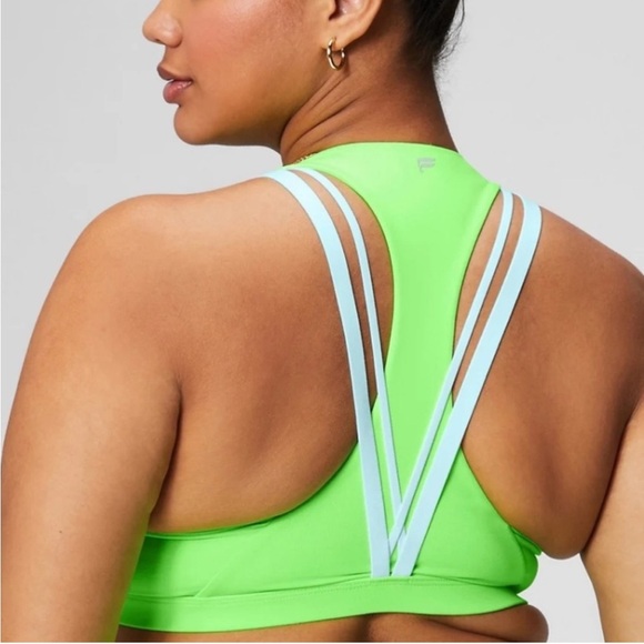 Fabletics Active Set Neon Green Boost High-Waisted 7/8 Legging Sports Bra - Picture 15 of 16